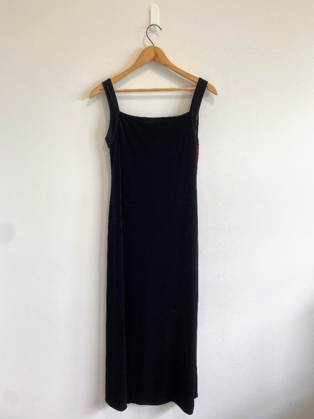 Vintage Holt Renfrew Black + Red Velour Formal Maxi Dress / 90s - Picture 4 of 10